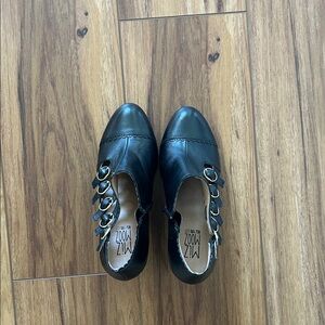 Miz Mooz Black Leather Ankle Boots with Buckle Detail